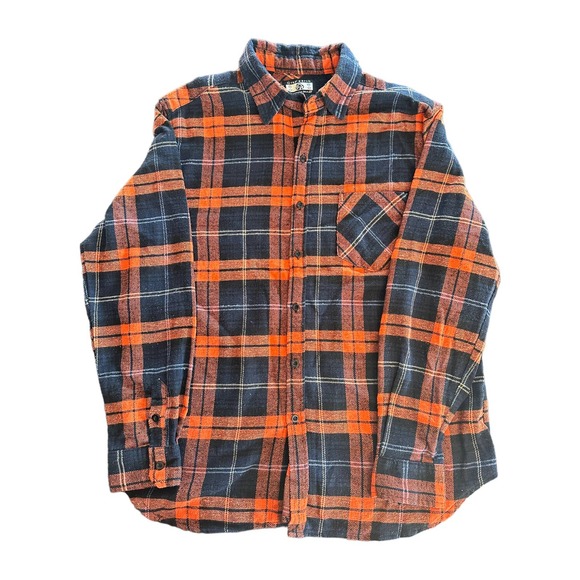 MEN’S-Stein Mart-Orange and Blue Flannel Button Down-Size US L - Picture 12 of 12